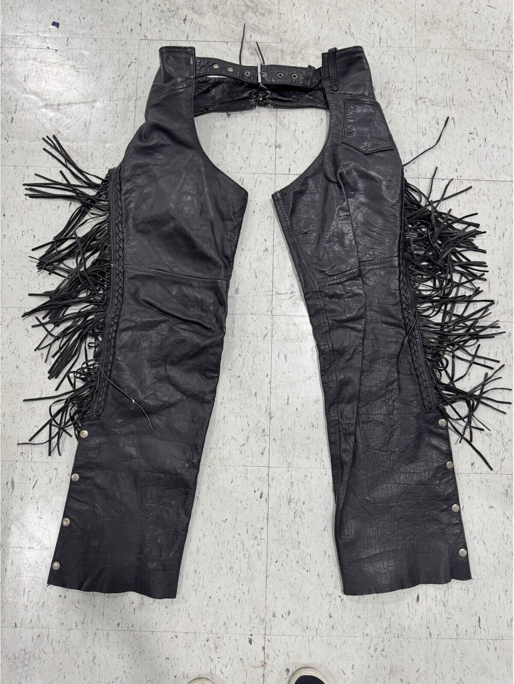 Genuine Leather Chaps W Fringe Sz M Mens Unik